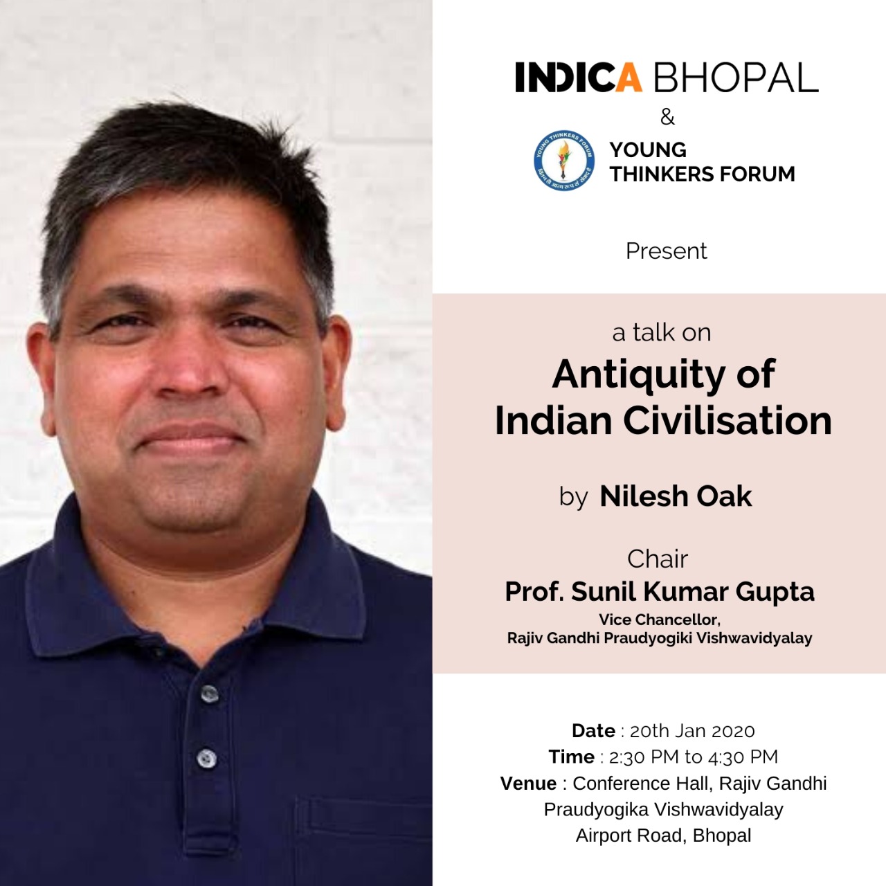 Indica Bhopal: Talk by Nilesh Oak on ‘Antiquity of Indian Civilisation’